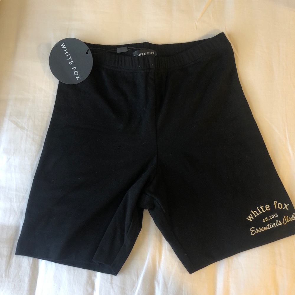white fox biker shorts black